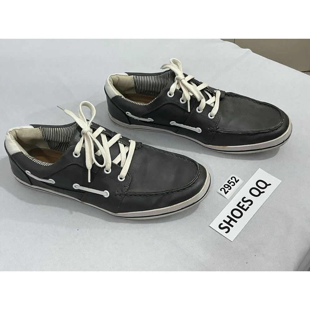 Men’s Apt 9 Size 10.5 M Apsuiter Gray Leather Boat Shoes